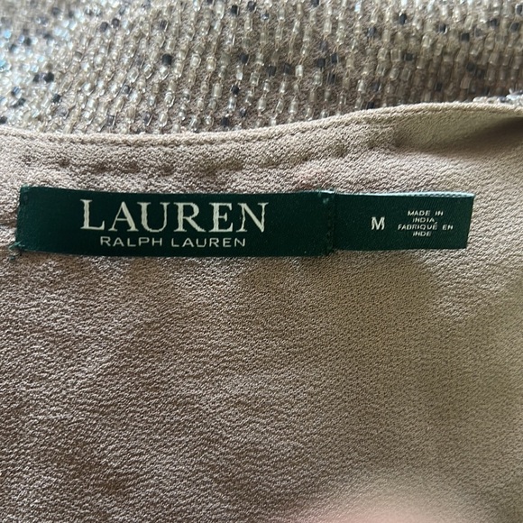 RARE Lauren RL Beaded Formal Taupe Sleeveless Holiday Sparkle Top Size M - Picture 12 of 16